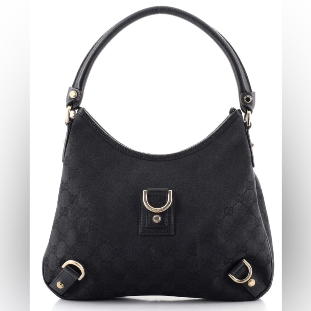 Gucci “Abbey” D-Ring Hobo Black Monogram Canvas - Picture 1 of 9